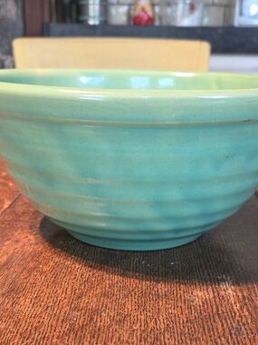 Vintage Bauer #12 Green Glazed Ceramic Bowl